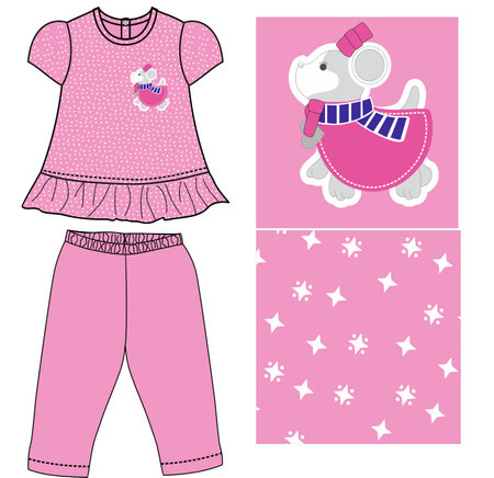 Set of baby clothes and accessories. Vector illustration in cartoon style.のイラスト素材