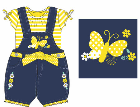Baby clothes. Set of clothes for little girl. Vector illustration.のイラスト素材