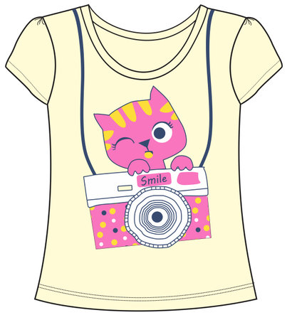 T-shirt with a cat and a camera. Vector illustration.のイラスト素材