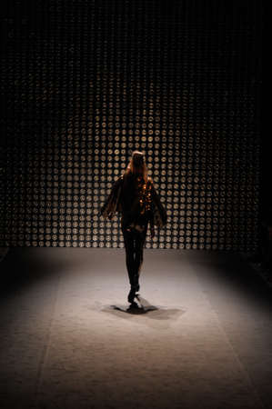 Model walks the runway at the Gareth Pugh F/W 2010 collection presentation during Mercedes-Benz Fashion Week on Fall/ Winter  2010 in Paris, Franceのeditorial素材