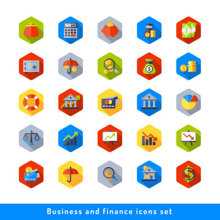 Business and finance icons set in flat minimalistic styleのイラスト素材