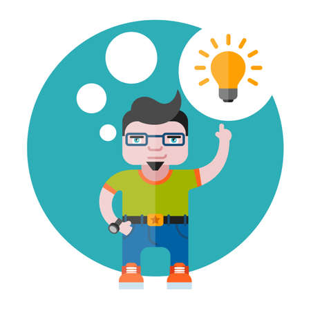 illustration of the designer with a bulbのイラスト素材