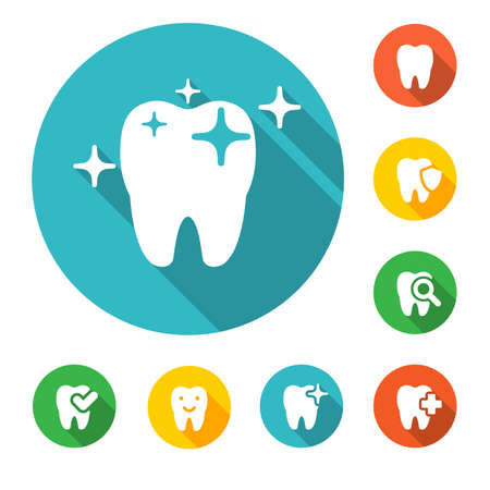 illustration of dental icons set in flat styleのイラスト素材