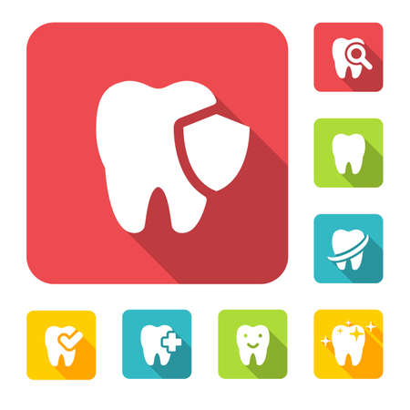 illustration of dental icons set in flat styleのイラスト素材