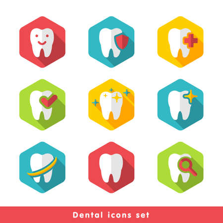 illustration of dental icons set in flat styleのイラスト素材