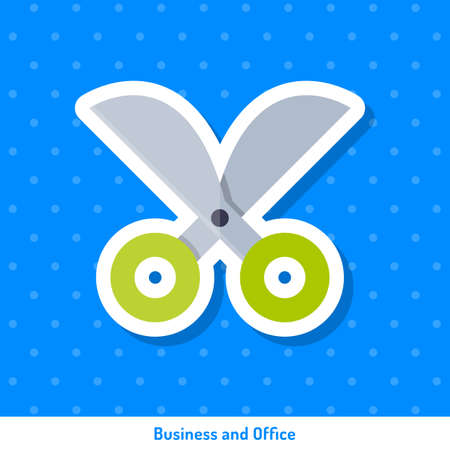 Bright flat icon, sticker. Business and office flat sticker. Icon or sticker on blue background....
