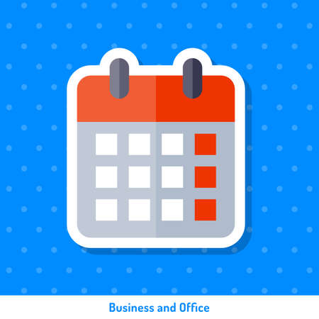 Bright flat icon, sticker. Business and office flat sticker. Icon or sticker on blue background. Icon, sign, symbol, sticker for web design on the topic of office. Bright icon, sticker.のイラスト素材