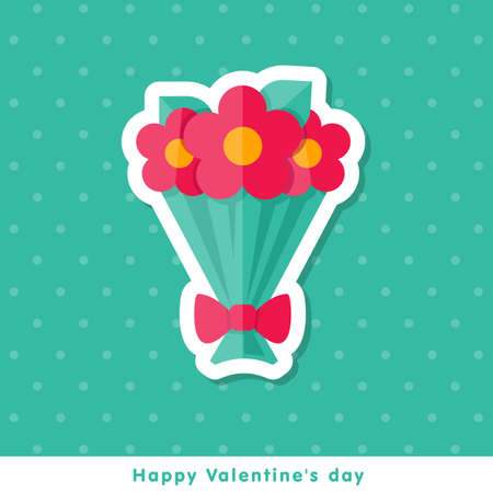 Happy Valentine day icon in flat minimalistic styleのイラスト素材