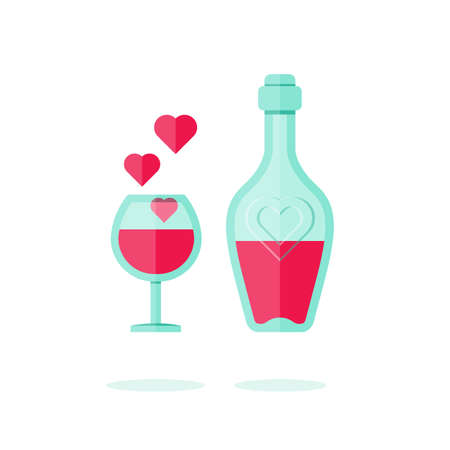 Happy Valentine day icon in flat minimalistic styleのイラスト素材