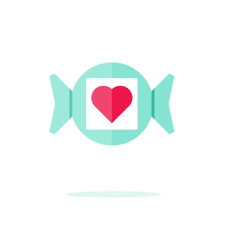 Happy Valentine day icon in flat minimalistic styleのイラスト素材