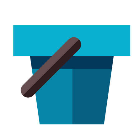 Bucket for childrens sandbox icon in flat style on isolated background. Bucket illustrationのイラスト素材