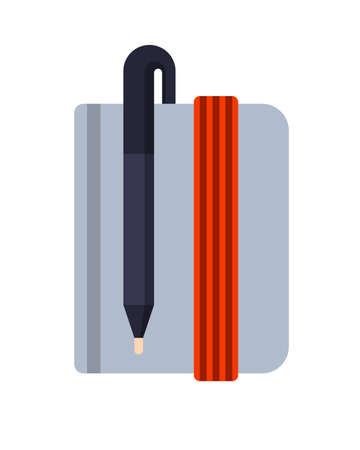 Illustration of Flat icon. Icon of notebook. A graphic element on the subject of news. Icon or sign isolated on white background. Illustration of notebook on flat style.のイラスト素材