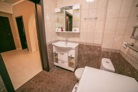 View of a spacious and elegant bathroomの写真素材
