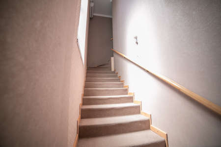 wooden staircase interior in the modern house.の写真素材