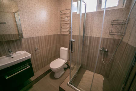 View of a spacious and elegant bathroomの写真素材
