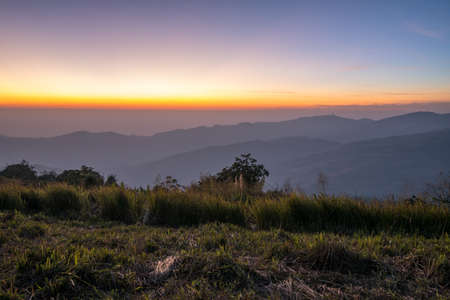 Good moring with sunlight on mountain.の写真素材