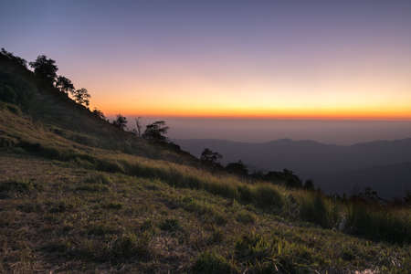 Good moring with sunlight on mountain.の写真素材