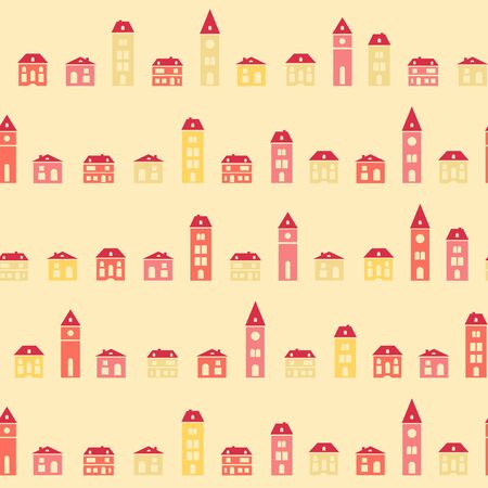 Amazing seamless vintage pretty town texture.のイラスト素材