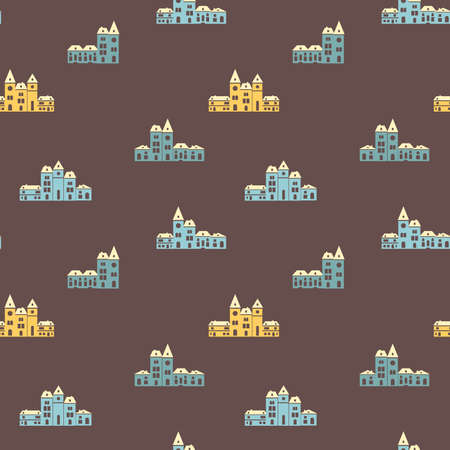 Amazing seamless vintage pretty town texture.のイラスト素材