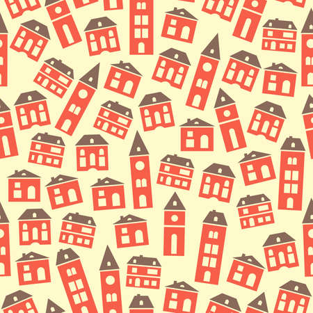 Amazing seamless vintage pretty town texture.のイラスト素材