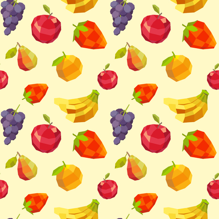 Amazing vintage fruit polygon seamless texture.のイラスト素材