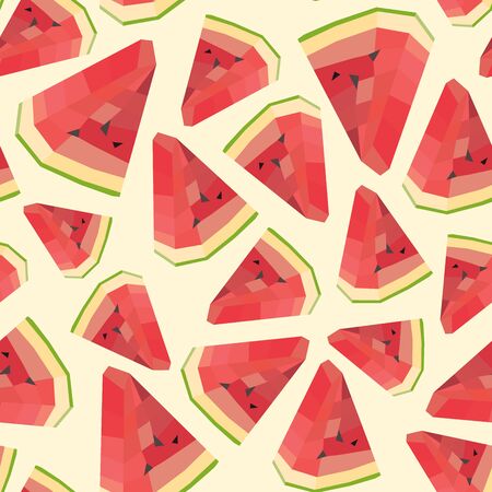 Seamless vintage polygon watermelon pattern.のイラスト素材