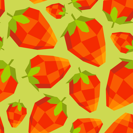Seamless vintage polygon strawberry pattern.のイラスト素材