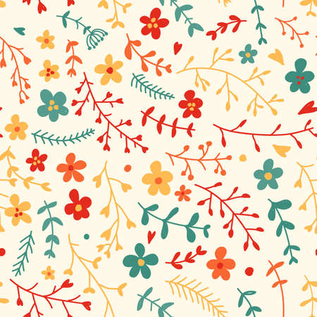Amazing cute seamless vintage colorful floral pattern.のイラスト素材