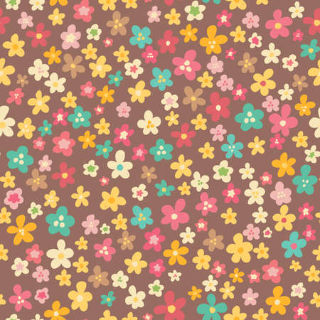 Amazing cute seamless vintage colorful floral pattern.のイラスト素材