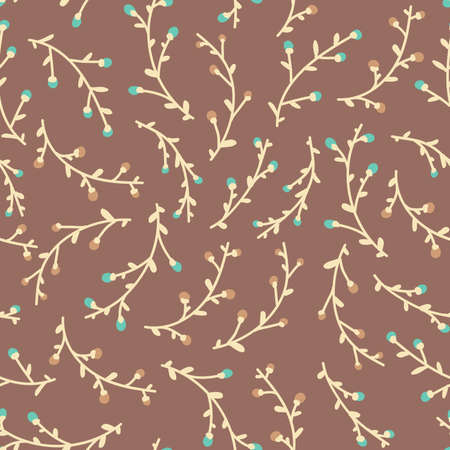Amazing cute seamless vintage brown floral pattern.のイラスト素材