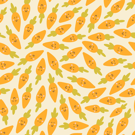 Amazing cute seamless vintage colorful vegetable carrot pattern.のイラスト素材