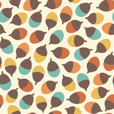 Amazing cute seamless vintage colorful acorn pattern.のイラスト素材