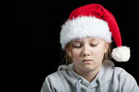 Sad girl at christmasの写真素材