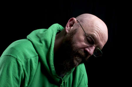 Sad bald manの写真素材