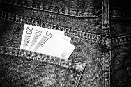 Money in jeans pocketの写真素材