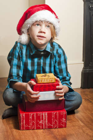 Boy at christmas timeの写真素材