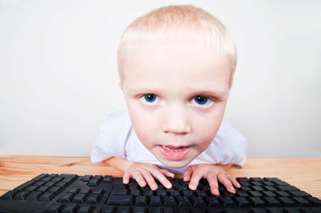 Boy using a computerの写真素材