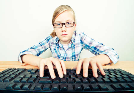 Looking at computerの写真素材