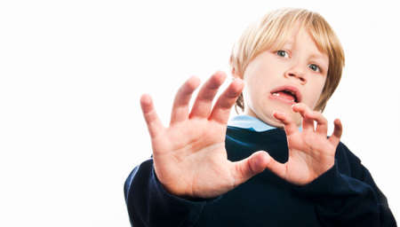 Frightened boy screaming