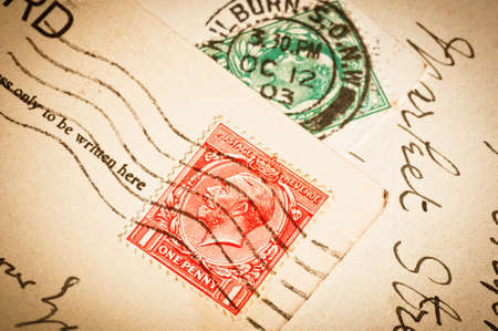 Vintage postage stamps from 1903 onwardsの写真素材