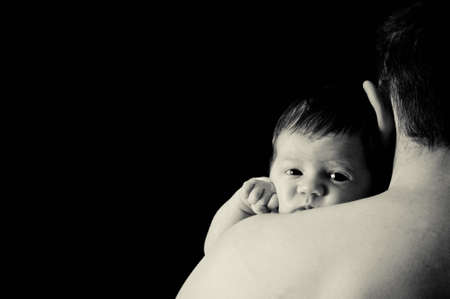 Father and new born babyの写真素材