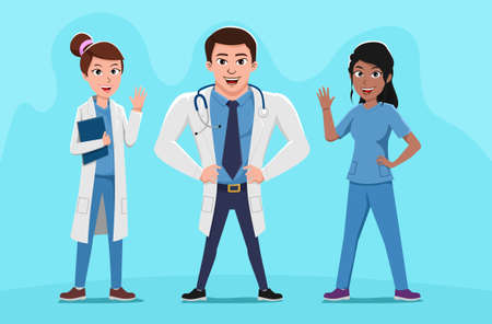 team doctors hospital workers medical staff illustrationのイラスト素材