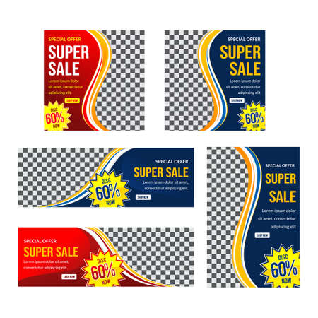modern red and blue super sale banner design templateのイラスト素材