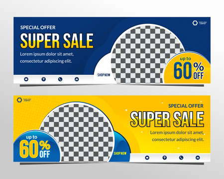 modern red and blue super sale banner design templateのイラスト素材