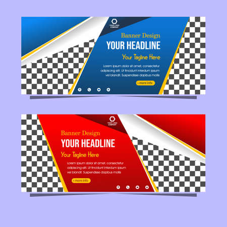 blue and red abstract modern web banner design discount promotionのイラスト素材
