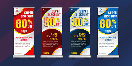 blue and red abstract modern web banner design discount promotionのイラスト素材