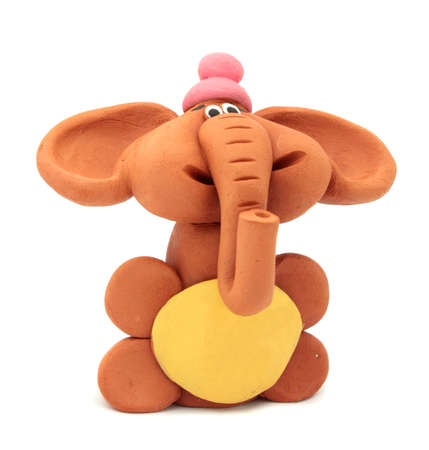 happy elephant on white backgroundの写真素材