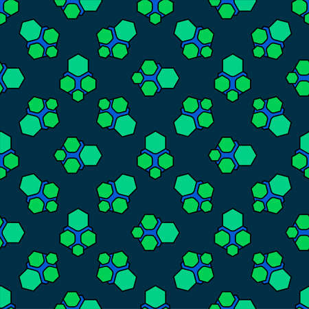 Green shapes in green colors on a calm green background. Simple vector graphics. Seamless design pattern in pleasant green colors. It causes a feeling of calm and lightness. Something reminiscent of a retro style.のイラスト素材