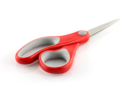 red scissors isolate on white backgroundの写真素材