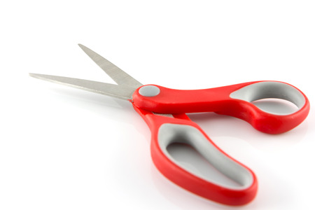 red scissors isolate on white backgroundの写真素材